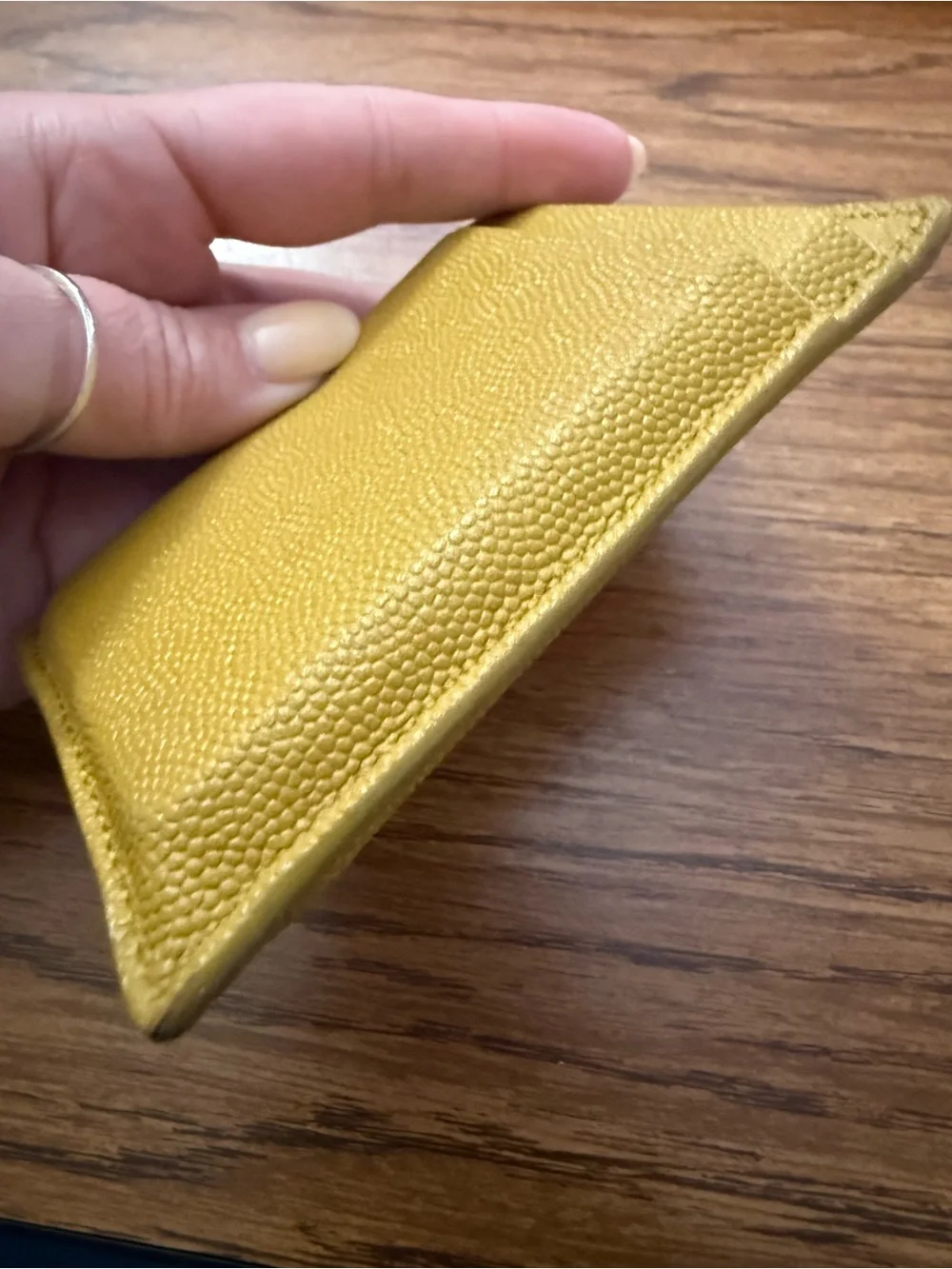 Saint Laurent Green Pebbled Leather Envelope Card Case with Gold YSL Logo - Picture 6 of 11